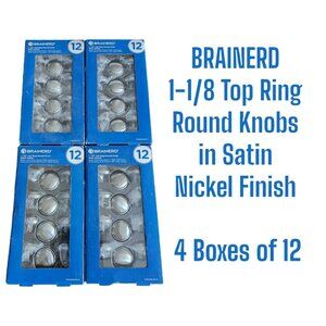 BRAINERD 1-1/8” Top Ring Round Knobs Satin Nickel Finish (4) Packs Of 12